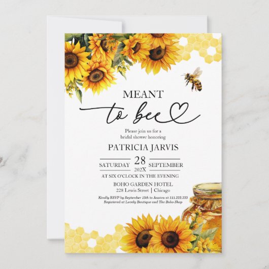 ひまわりブライダルシャワー 招待状 (正面)