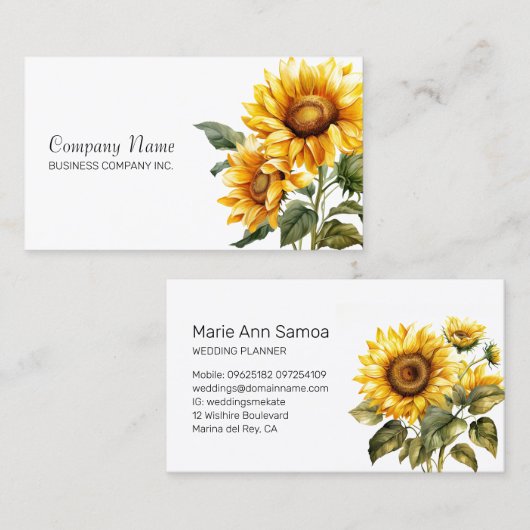 ひまわりブライト花模様プロフェッショナル 名刺 (正面/裏面)