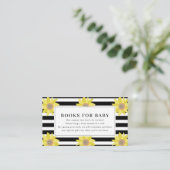 ひまわりブラックストライプ赤ちゃんシャワーブックリクエスト エンクロージャーカード (スタンド正面)