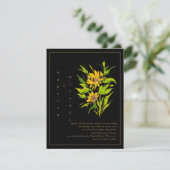 ひまわりブラック金ゴールドスクリプト結婚式招待状 (スタンド正面)