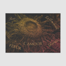 ひまわりブラック金ゴールドピンクフローラアートスクリプト 薄葉紙