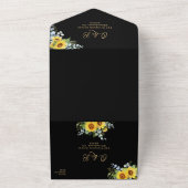 ひまわりブラック金ゴールド結婚書道 オールインワン招待状 (外側)