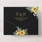 ひまわりブラック金ゴールド結婚書道 オールインワン招待状 (裏面)