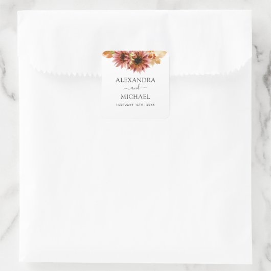 ひまわりブルゴーニュ国の水結婚色のシール スクエアシール (バッグ)