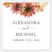 ひまわりブルゴーニュ国の水結婚色のシール スクエアシール (正面)