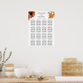 ひまわりブルゴーニュ地方の結婚式のシーティングチャート ポスター (キッチン)