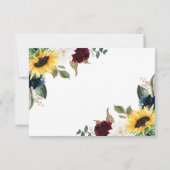 ひまわりブルゴーニュ赤とネイビーブルーのバラ結婚ズ 出欠カード (裏面)