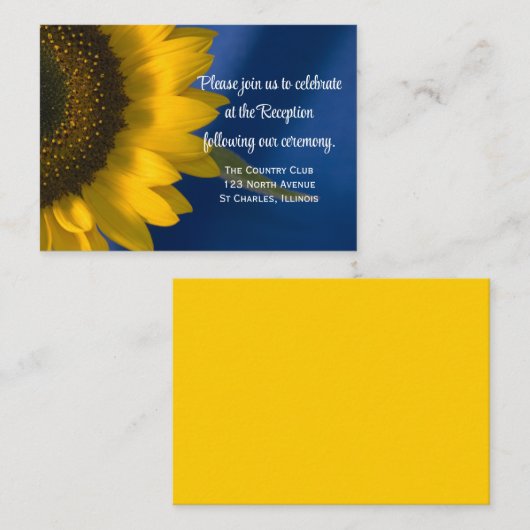ひまわりブルーウェディングレセプションカード エンクロージャーカード (正面/裏面)