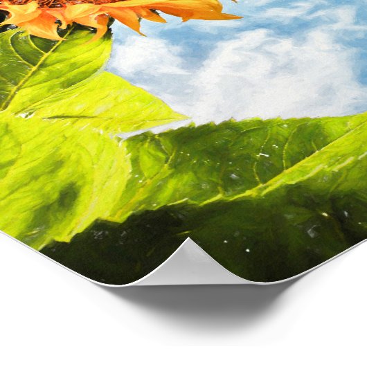 ひまわりブルースカイと雲の切り離しファインアート ポスター (角)