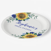 ひまわりブルーバラフローラブライダルシャワー ペーパープレート (アングル)