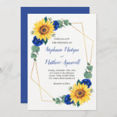 ひまわりブルーバラ幾何学結婚フローラ 招待状 (正面/裏面)