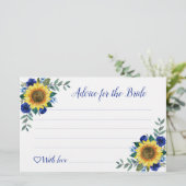 ひまわりブルーフローラブライダルシャワーアドバイスカード (スタンド正面)