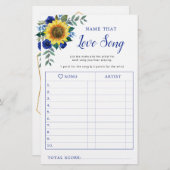 ひまわりブルーフローラブライダルシャワーラブソングゲーム (正面/裏面)