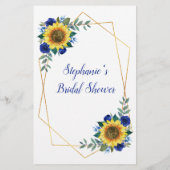 ひまわりブルーフローラブライダルシャワーワードゲーム (裏面)