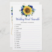 ひまわりブルーフローラブライダルシャワーワードゲーム (正面/裏面)