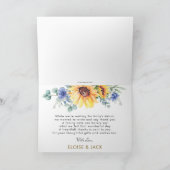 ひまわりブルーフローラ象の少年ベビーシャワー   サンキューカード (内部)