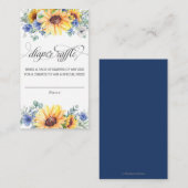 ひまわりブルーフローラ赤ちゃんシャワーおむつラッフル エンクロージャーカード (正面/裏面)