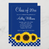 ひまわりブルー水玉模様卒業発表 招待状 (正面/裏面)