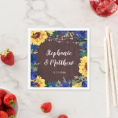 ひまわりブルー素朴バラ結婚ズペーパーナプキン スタンダードカクテルナプキン (インサイチュ)