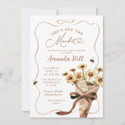 ひまわりブーケオフザマーケットブライダルシャワー 招待状 (正面)