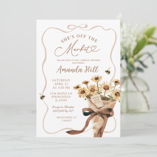 ひまわりブーケオフザマーケットブライダルシャワー 招待状 (スタンド正面)