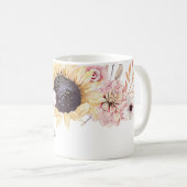 ひまわりブーケパーソナライズされたコーヒーマグ コーヒーマグカップ (正面右)