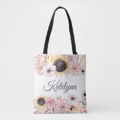 ひまわりブーケパーソナライズされたトートバッグ トートバッグ (正面)