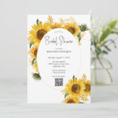 ひまわりブーケブライダルシャワーとQRコード 招待状 (スタンド正面)