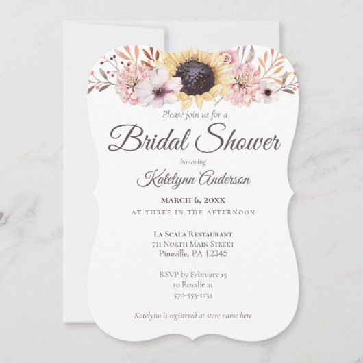 ひまわりブーケブライダルシャワー招待状 招待状 (正面)