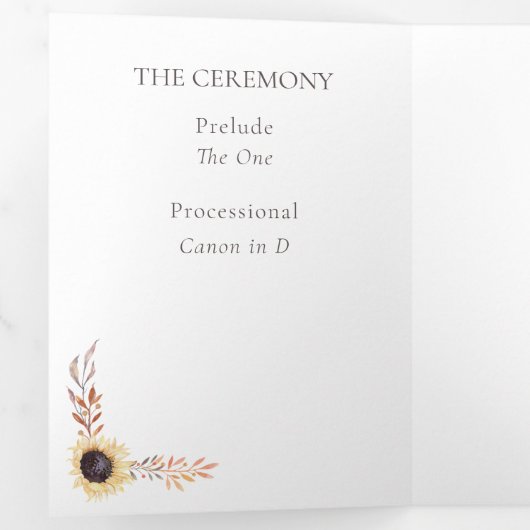 ひまわりブーケ折り畳み結婚式 プログラム (内部最初)