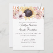 ひまわりブーケ晩夏フローラ結婚ズ 招待状 (正面)