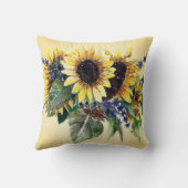 ひまわりブーケ淡い色のオンイエロー クッション (裏面)