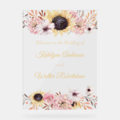 ひまわりブーケ結婚の歓迎 アクリルサイン (正面)