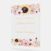 ひまわりブーケ結婚の歓迎 アクリルサイン (傾斜)