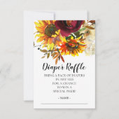 ひまわりブーケ赤ちゃんシャワーおむつラッフルチケット 招待状 (正面)