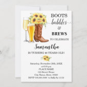 ひまわりブーツ泡とブリーズ大人誕生日 招待状 (正面)
