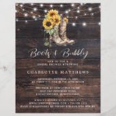 ひまわりブーツ泡立つブライダルシャワーの招待状 (正面)