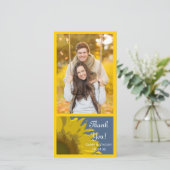 ひまわりプリント結婚のサンキューフォトカード サンキューカード (スタンド正面)