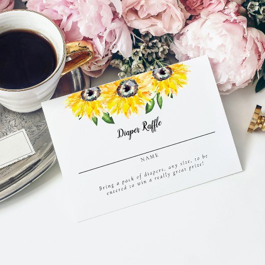 ひまわりベイビーシャワーディーパーラッフルエレガントスクリプト エンクロージャーカード