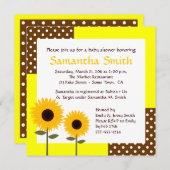 ひまわりベイビーシャワー招待状 - 黄色と茶色 招待状 (正面/裏面)