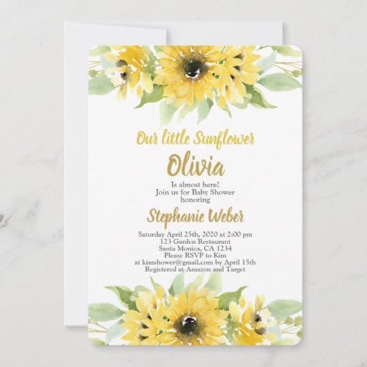 ひまわりベイビーシャワー 招待状 (正面)