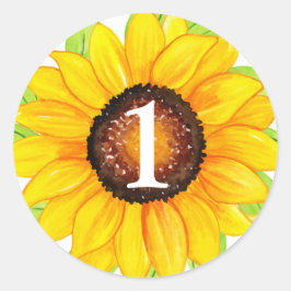 ひまわりベビーガールカスタム誕生日年齢番号 ラウンドシール