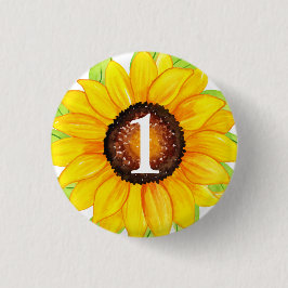 ひまわりベビーガールカスタム誕生日年齢番号 缶バッジ