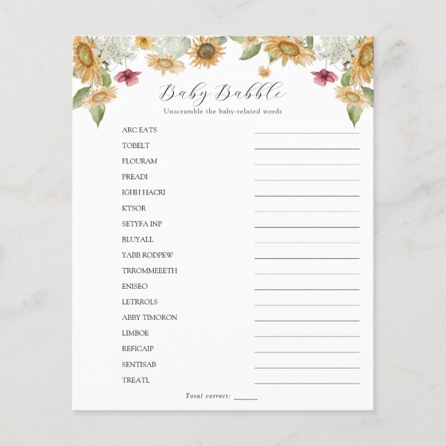 ひまわりベビーバブルワードスクランブル (正面)