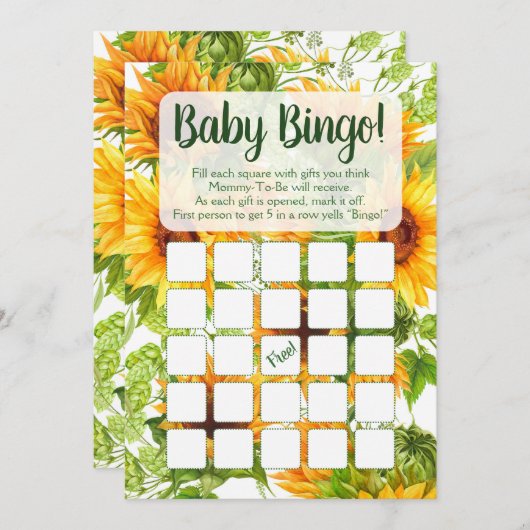 ひまわりベビービンゴシャワーゲーム 招待状 (正面/裏面)