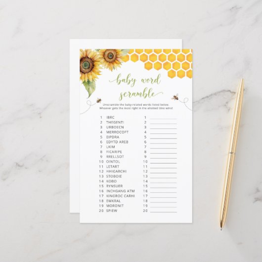 ひまわりベビー単語スクランブル赤ちゃんシャワーゲーム (正面/裏面インサイチュ)