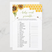 ひまわりベビー単語スクランブル赤ちゃんシャワーゲーム (正面/裏面)