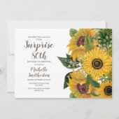 ひまわりホワイトイエローサプライズ80誕生日 招待状 (正面)