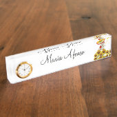 ひまわりホワイトテディベア机用ネームプレート デスクネームプレート (側面)