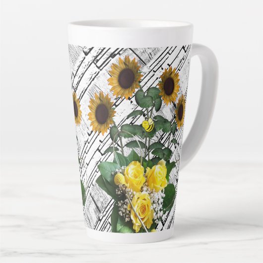 ひまわりホワイトブリックラテマグカップ カフェラテマグ (右アングル)